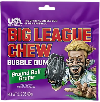 BIG LEAGUE CHEW - Bubble Gum Ground Ball Grape (Player #3) 60g